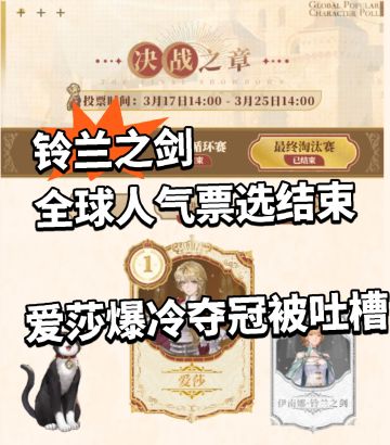 铃兰之剑全球人气第一出炉！爱莎爆冷夺冠