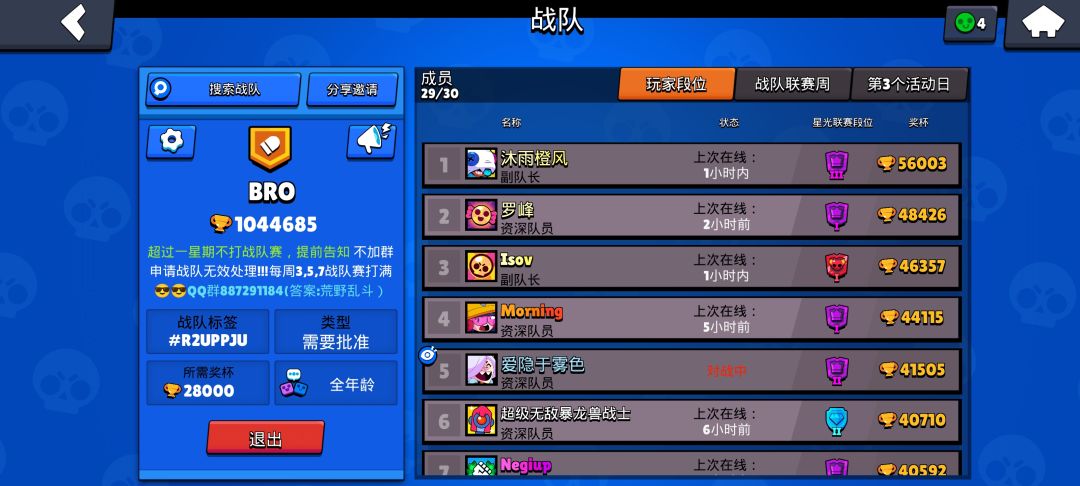 BRO战队，招募活跃强力玩家～～ 2
