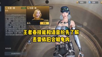 王者春技能和语音抢先了解，丢雷依旧会喊龟内！