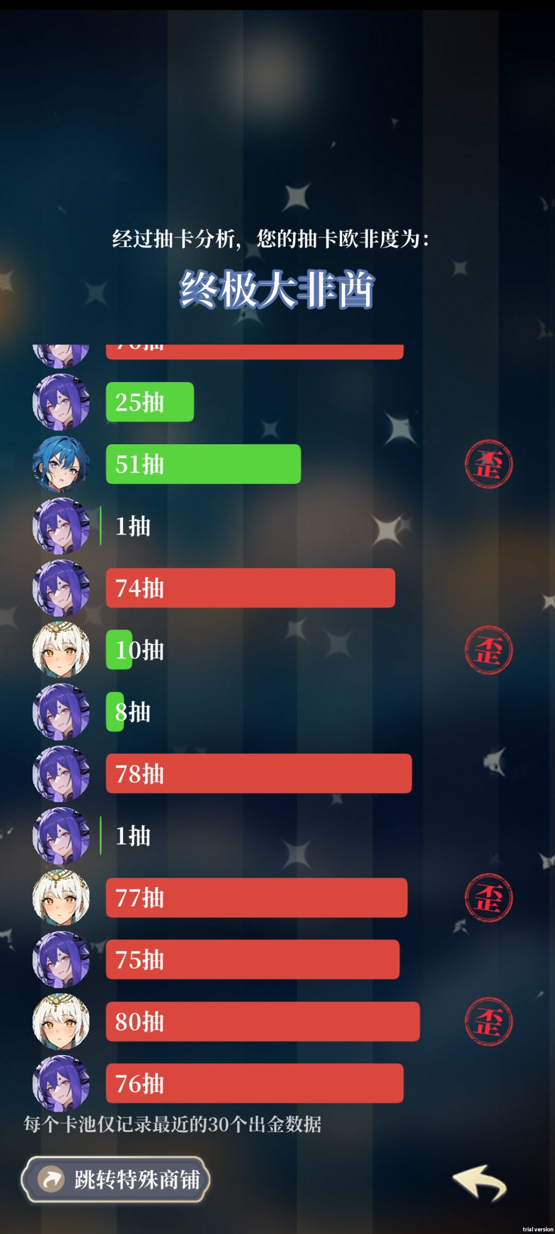 天选欧皇但又是终极大非酋 2