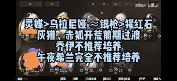 狙击、刀锋、奶妈培养的优先度