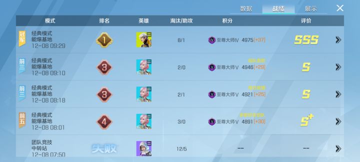 去又打了一把这次我和队友杀的一样但是我伤害高MVP比队友低了十几分截图