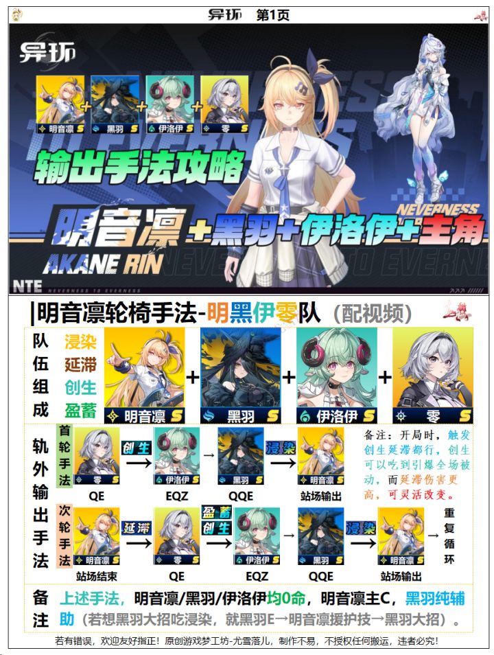 异环攻略：明音凛+黑羽+伊洛伊+主角手法截图