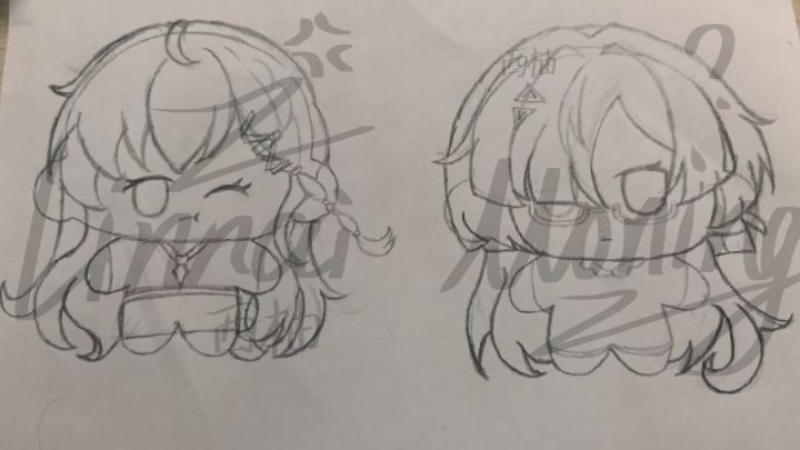 画了琳奈+莫宁的不织布娃娃图稿截图