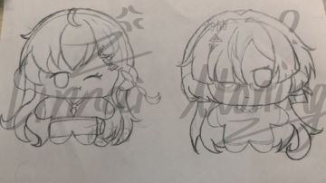 画了琳奈+莫宁的不织布娃娃图稿