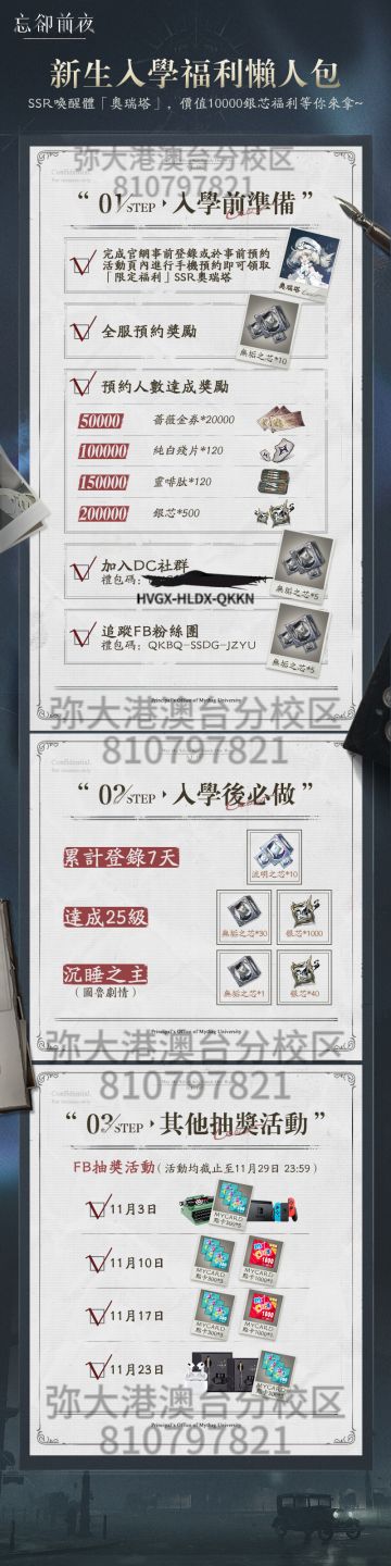 忘却前夜开服福利一览