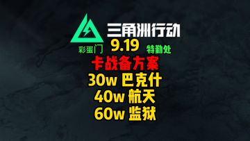 9.19绝密机密卡战备，彩蛋门，特勤处
