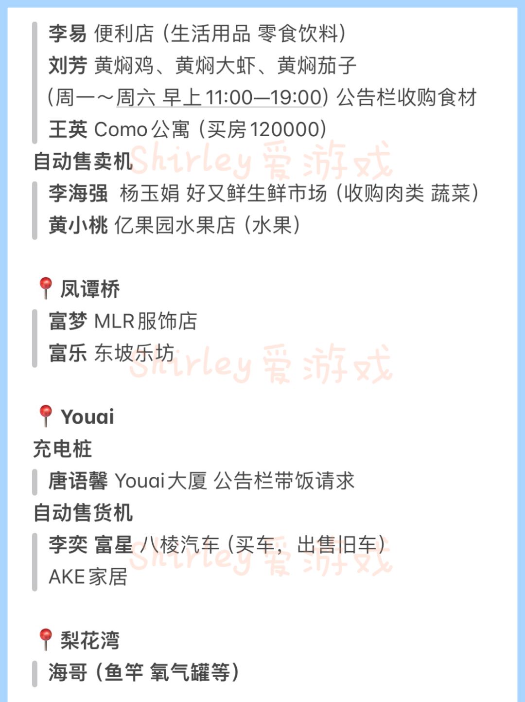 NPC超详细位置表 3