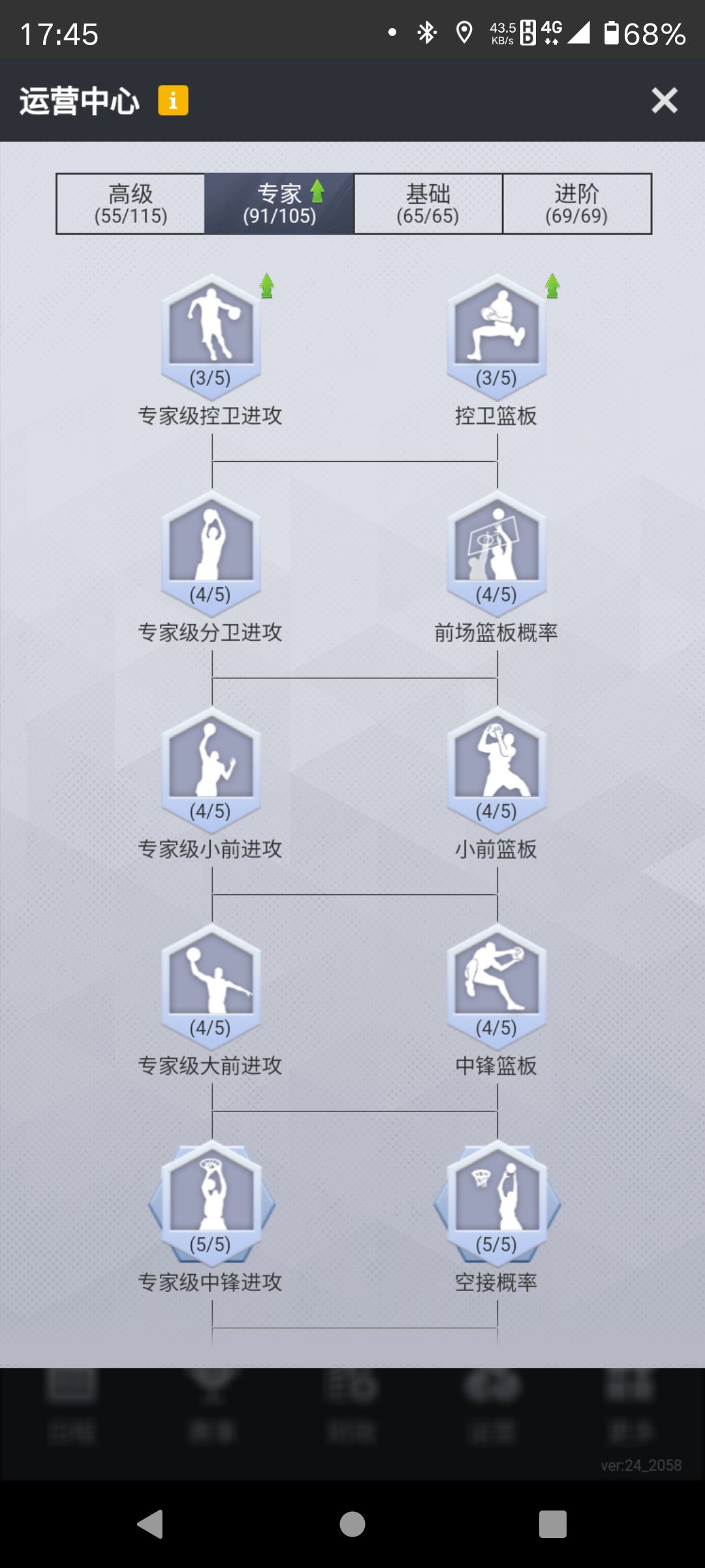 升级专家控卫进攻，本身是第一行技能了，没有前置技能，但是升级就要求完成前置技能。。。截图