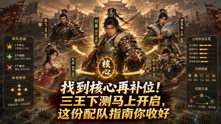 找到核心再补位!三王下测马上开启,这份配队指南你收好截图