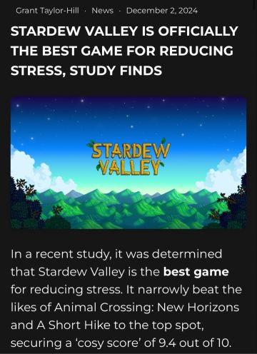 《星露谷物语》被外媒评为“最佳减压游戏”