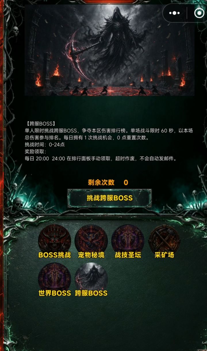 跨服boss,怎么没次数截图