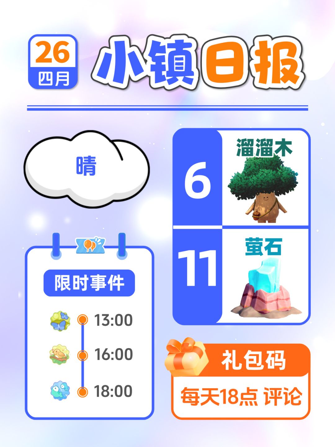 4月26日小镇日报溜溜木萤石 兑换码 每日更截图