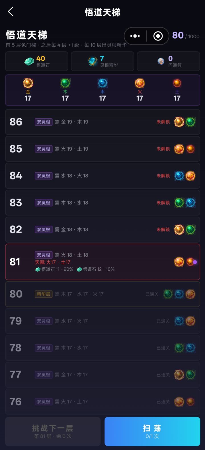 悟道的每日攻打次数不要浪费截图