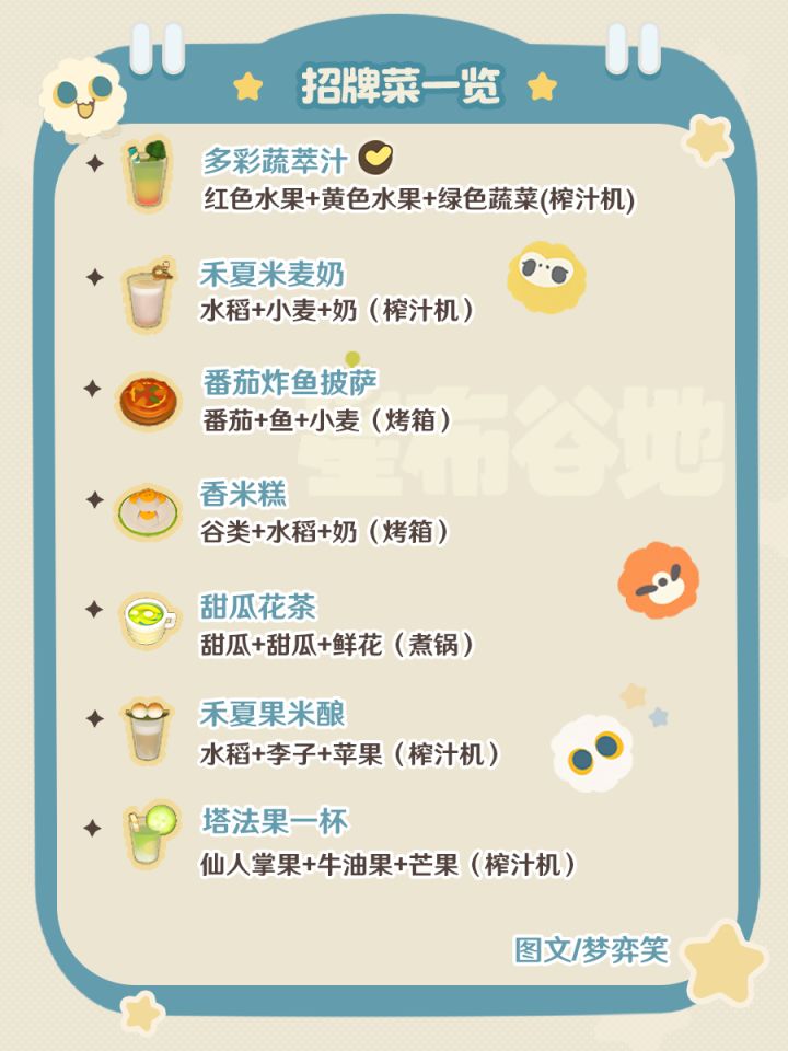 📝星布谷地招牌菜一览📝截图