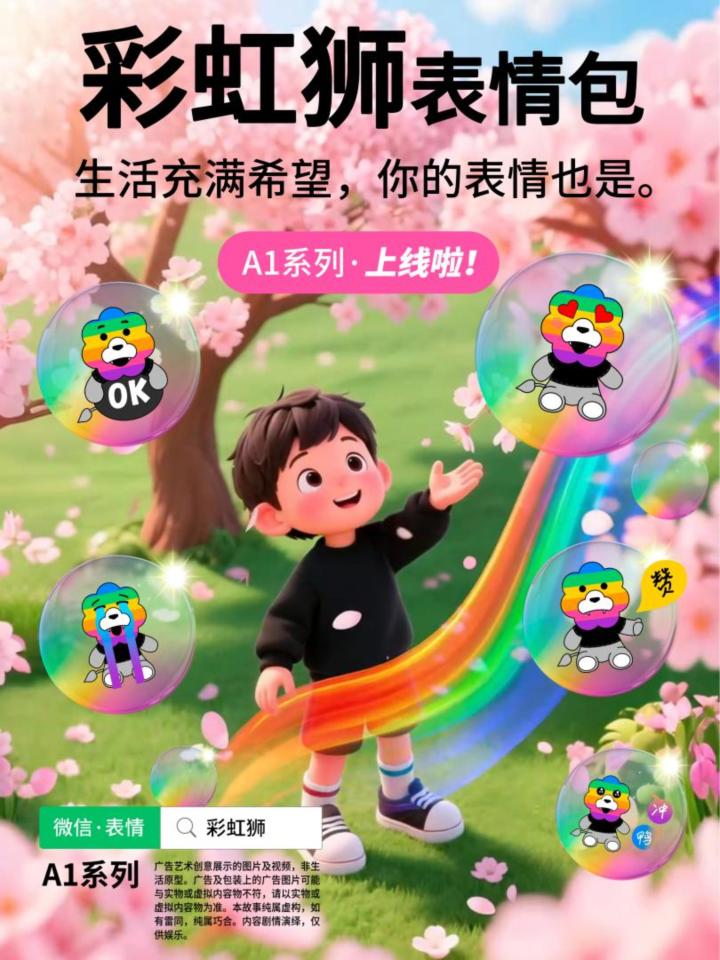 生活充满「希望」,你的「表情」也是,彩虹狮A1系列微信表情包截图