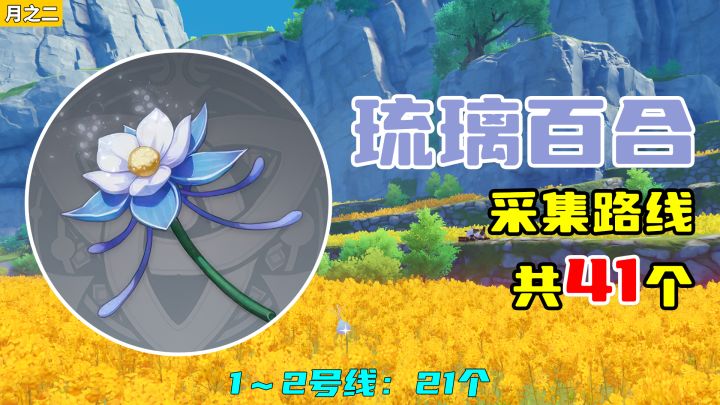 【原神】琉璃百合采集路线(41个),1~2号线:21个截图