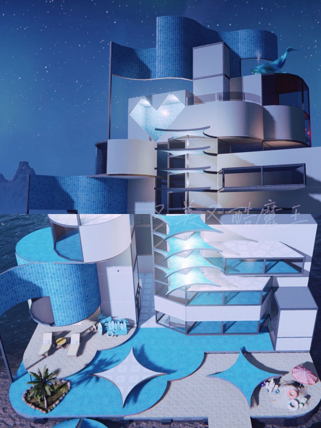七日世界单人现代玻璃房建筑【海星夜屿】 2