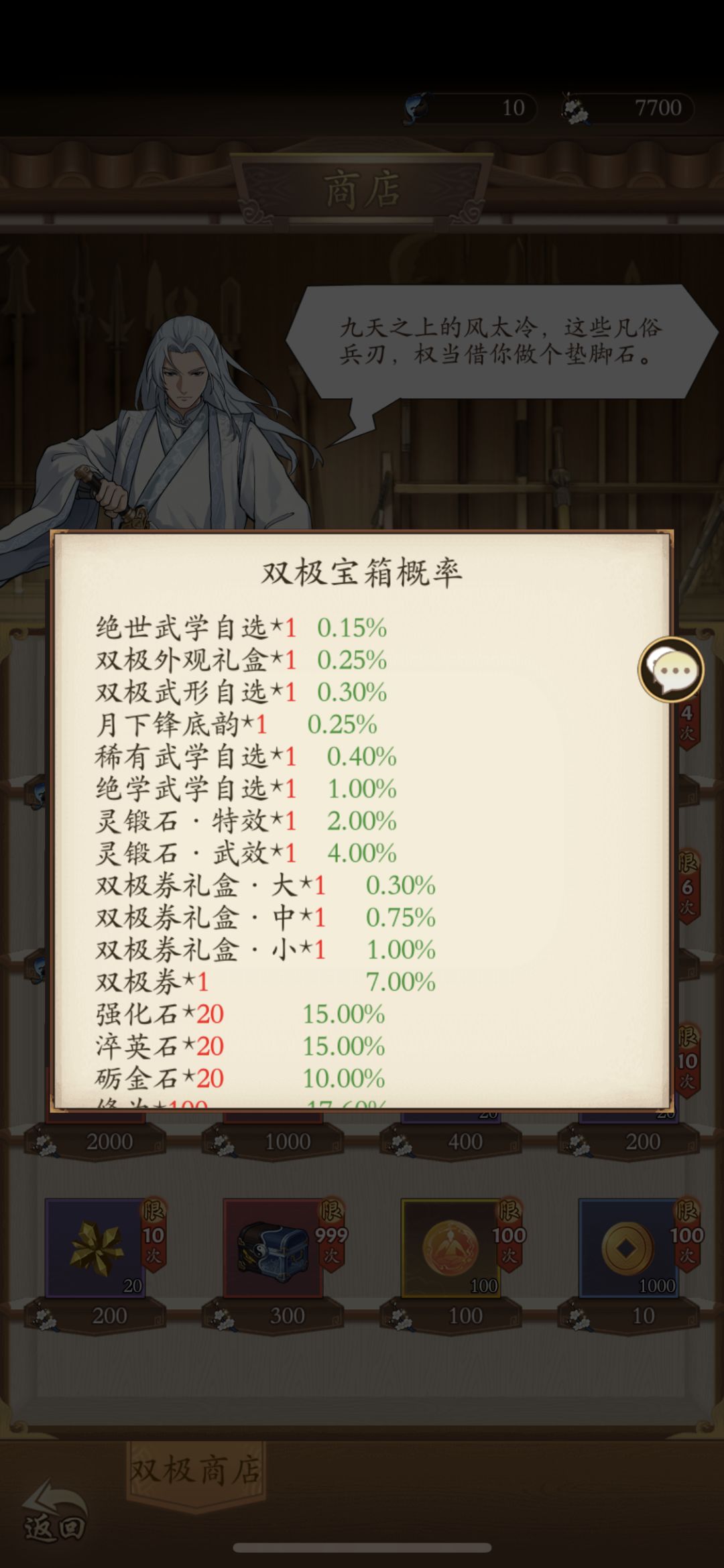 这个 玩意值得赌吗？
如图，就7700的材料，连本稀有都换不了。赌开盒子还是老实去换修为好？
#噗噜噜实验室 @游戏懂哥截图