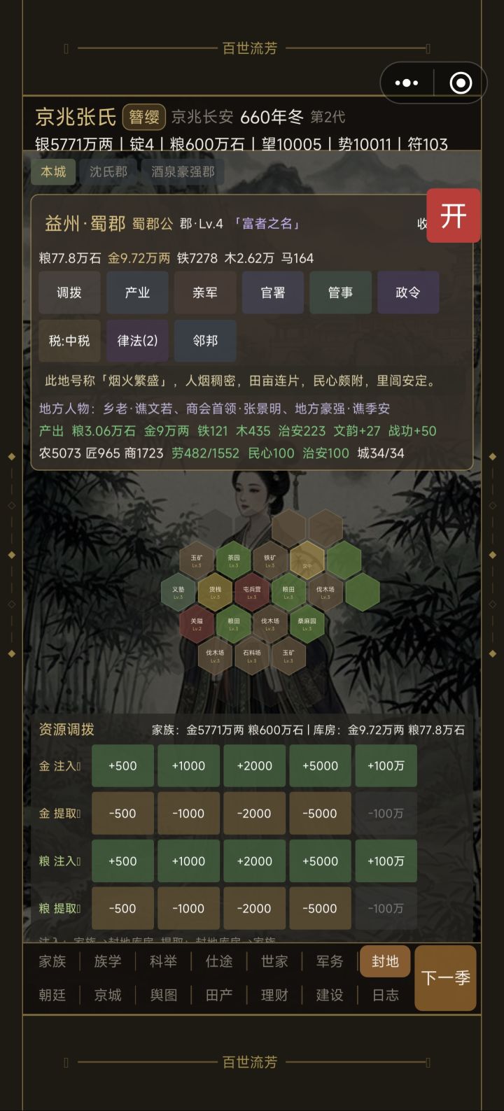 这个产出的钱粮加哪里了?截图