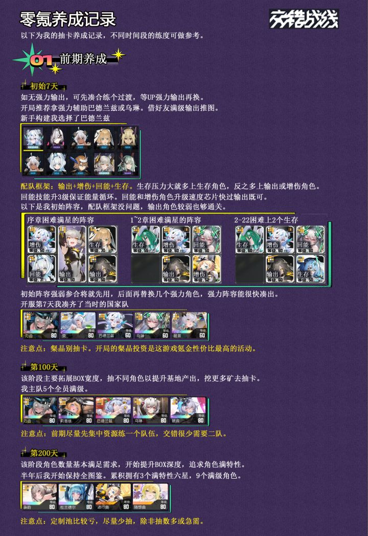 零氪养成参考截图