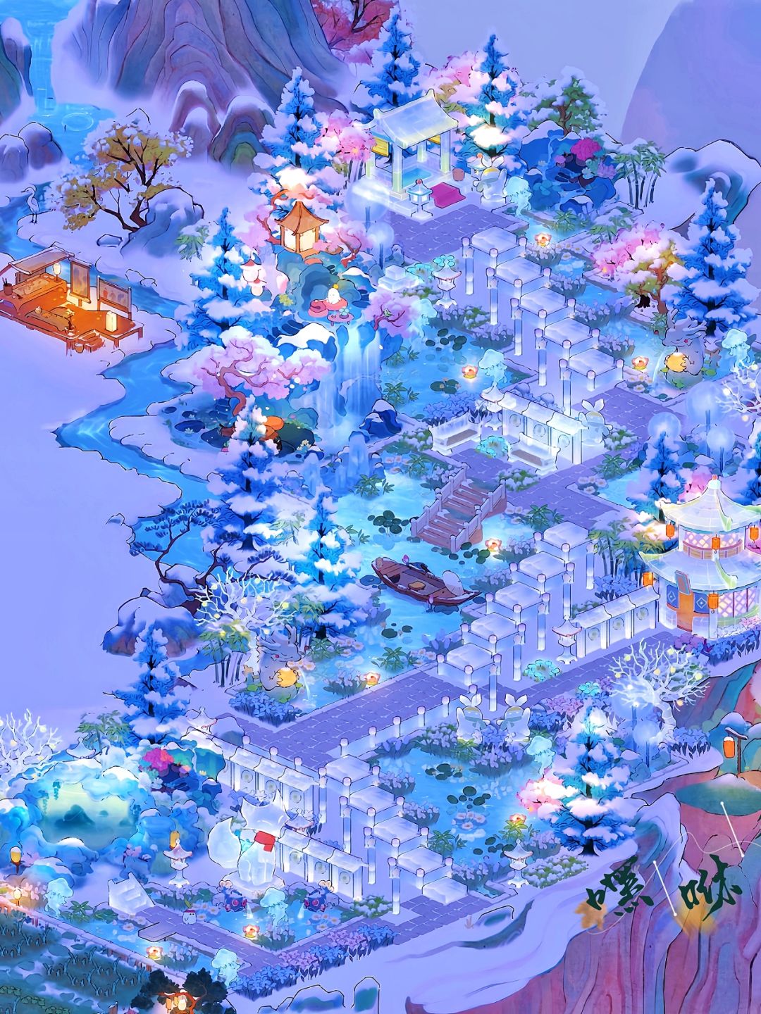 桃源｜雪景蓝色系冰雪夜景截图