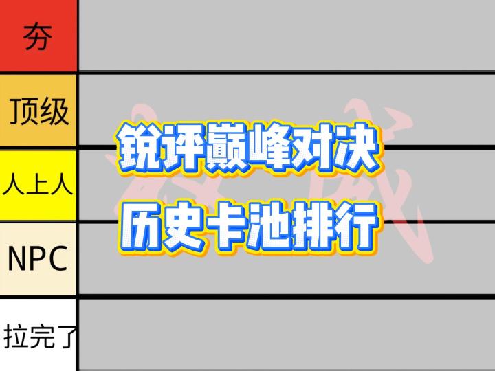 锐评巅峰对决历史卡池排行,从拉到夯五个级别截图