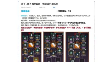 一看就会，锦麟猎手角色攻略