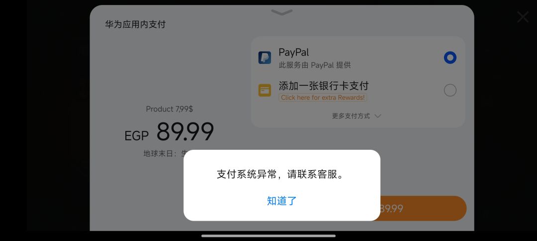 PayPal支付不了 1