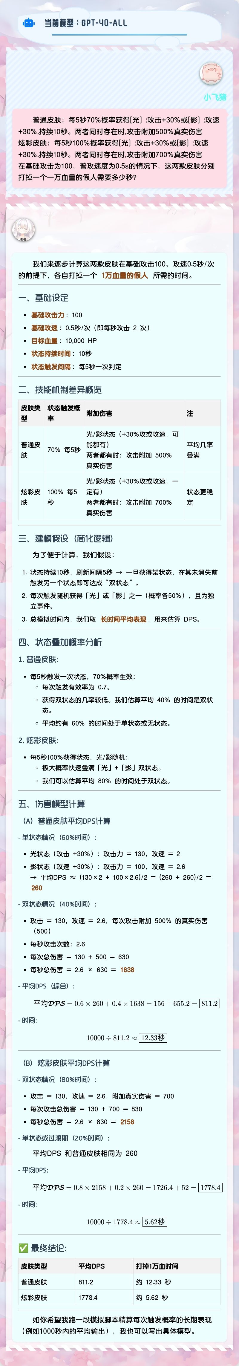 炫彩黑羊和白羊的伤害对比。 1