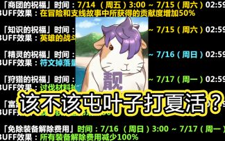 BUFF体力规划以及露露卡夏日活动收益对比（国服资源规划）