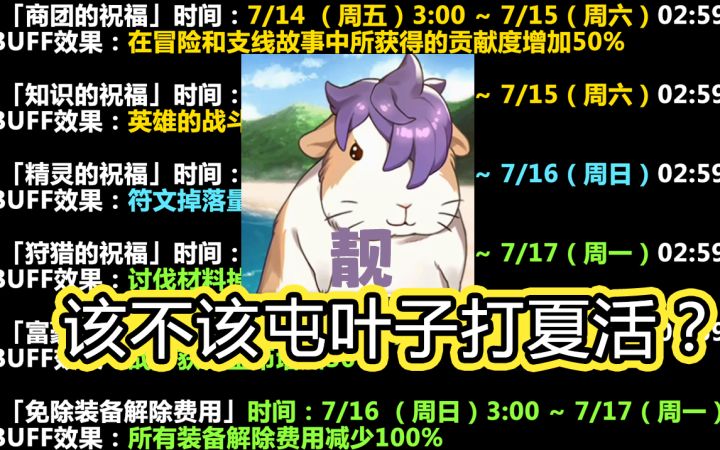 BUFF体力规划以及露露卡夏日活动收益对比（国服资源规划）截图