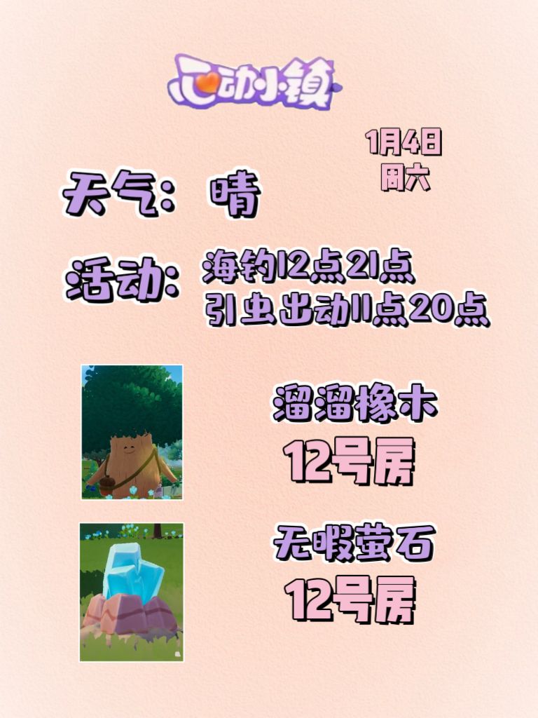 1月4日溜溜木萤石位置及活动摘要 2