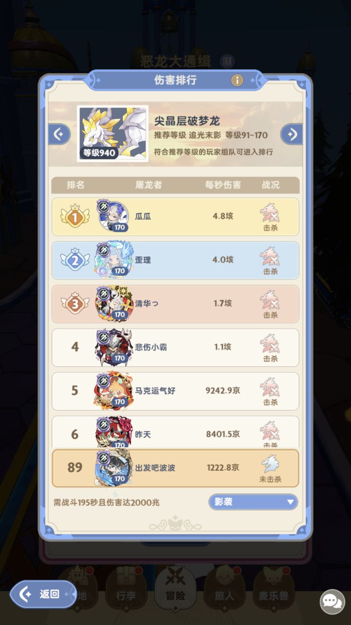 【1200京】定榜了兄弟们截图