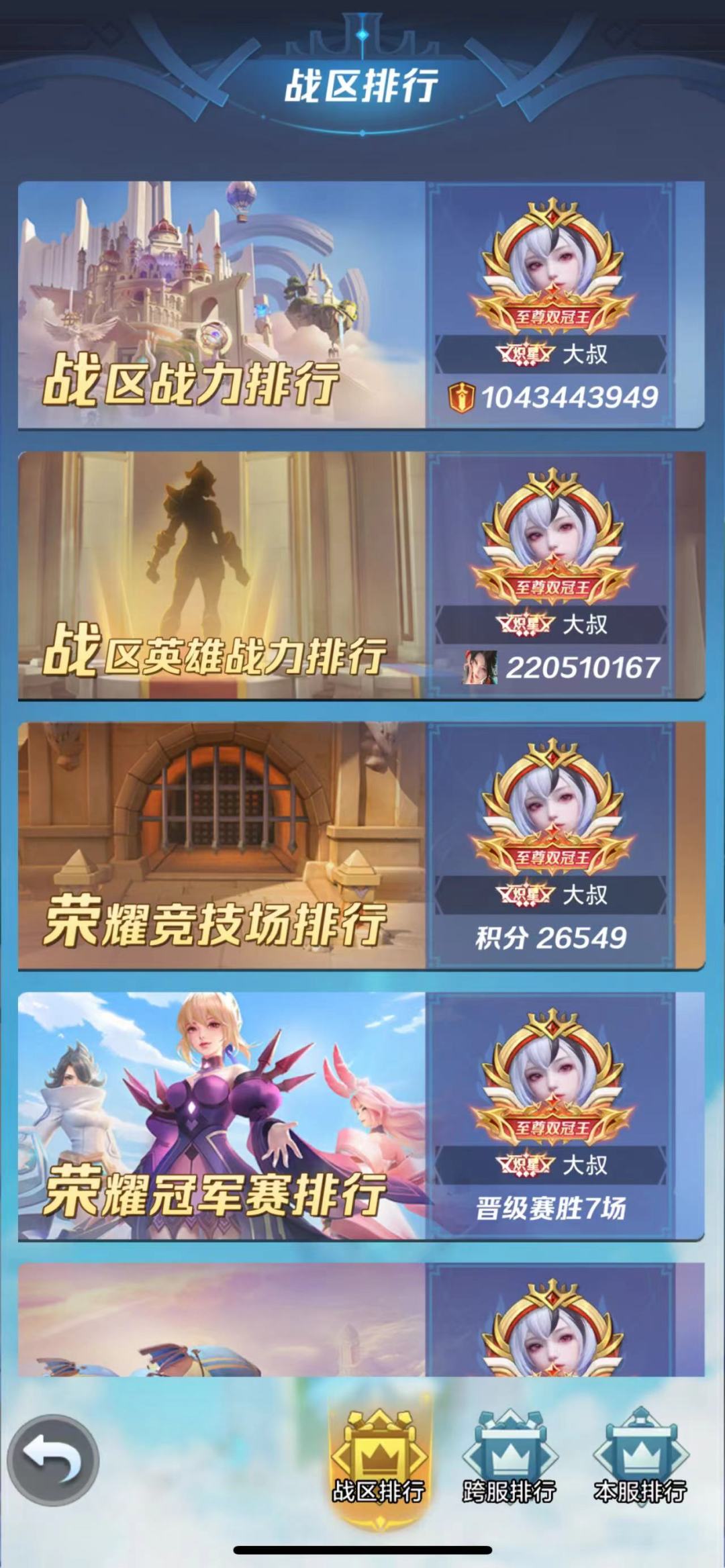 双冠王，小小的纪念一下截图