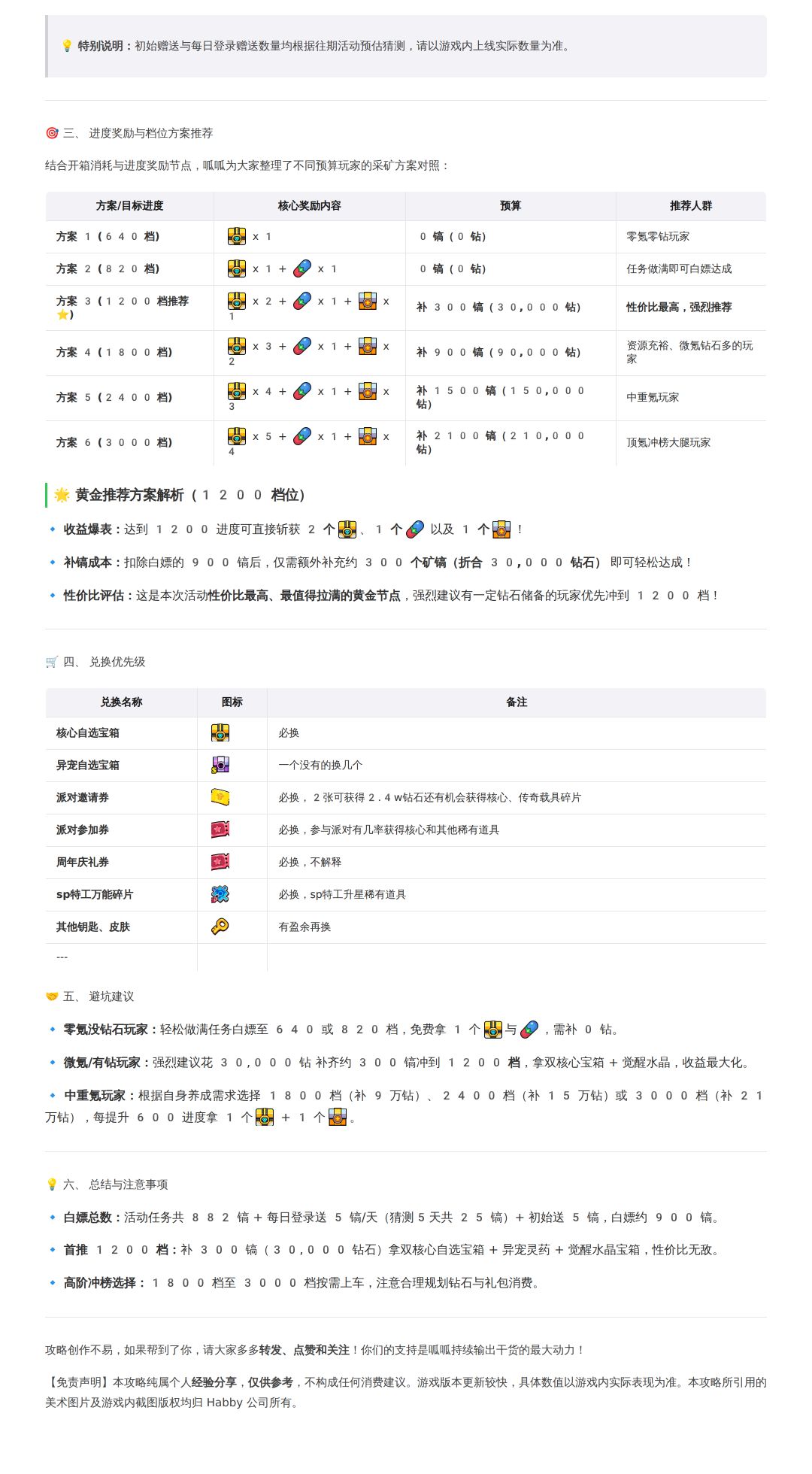 4周年庆彩虹矿攻略与档位推荐 3