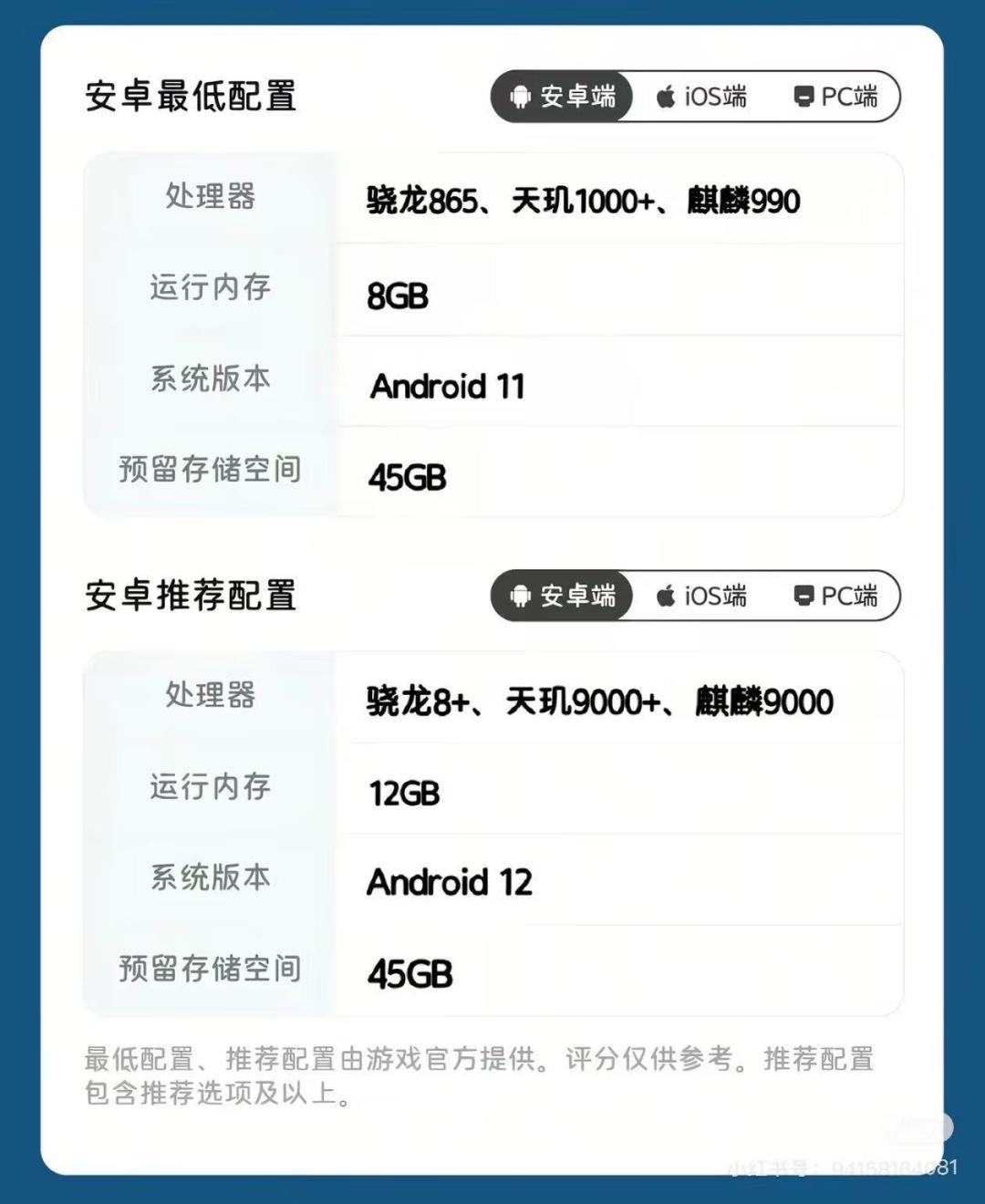 手机端的配置需求感觉还好 1