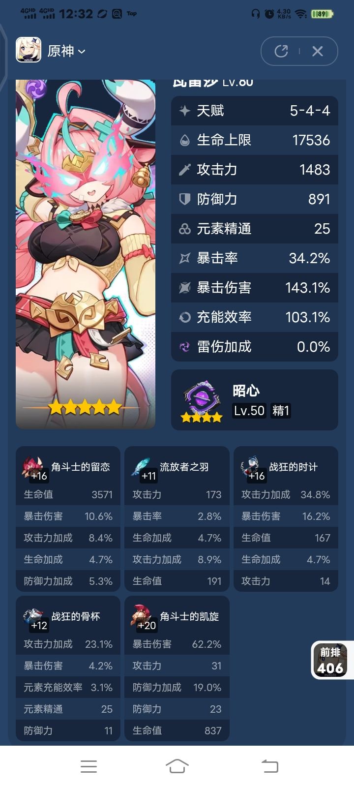 求大佬指点,这个圣遗物配对了吗 1