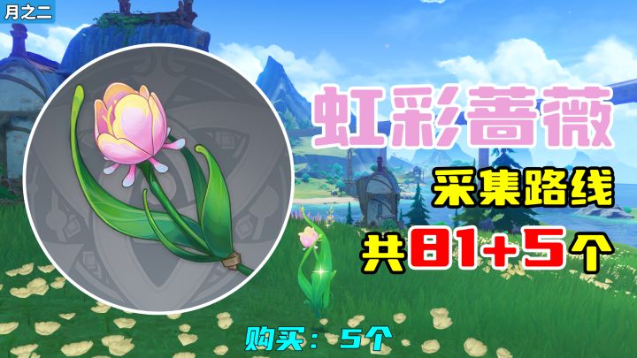 【原神】虹彩蔷薇采集路线(月之二重制),购买:5个截图