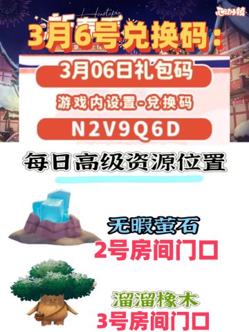 🔥3月6日最新兑换码来了～包含橡木萤石位置