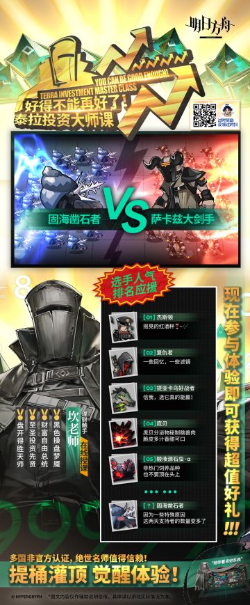 泰拉最不缺的是什么？
源石？
苦难？
线索七？
都不对。泰拉最不缺的是近卫干员。
那么，接下来就是投资的精妙之处了。
以近卫干员为纽带，源石，苦难，甚至是线索七，都能为你带来利益。
你觉得很荒谬么，是的，但这就是投资。
欢迎来到《泰拉投资大师课》，朋友。#明日方舟
