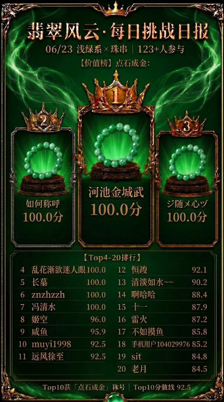 翡翠风云 ·每日挑战日报 2026年6月22日(周二) 3