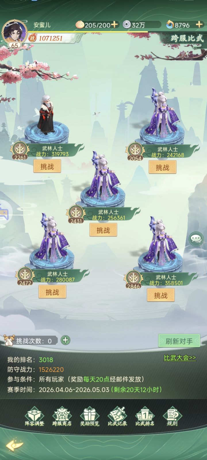 这个跨服和本区的,是共用挑战次数的吗?截图