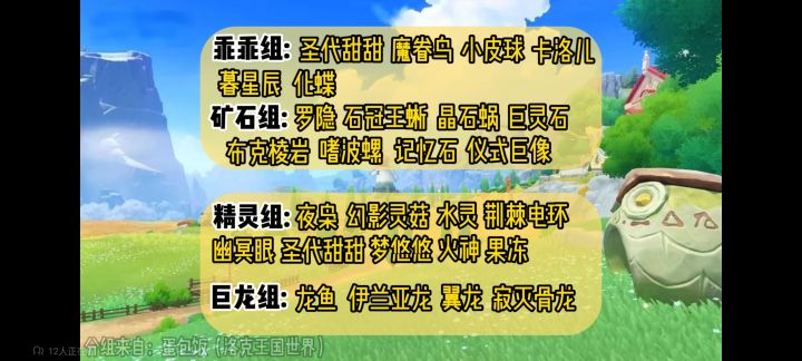 大佬们谁有8只赛季精灵的组别截图