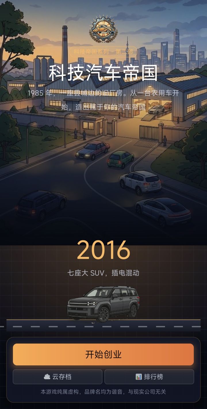 新作《科技汽车帝国》v1.0更新公告截图