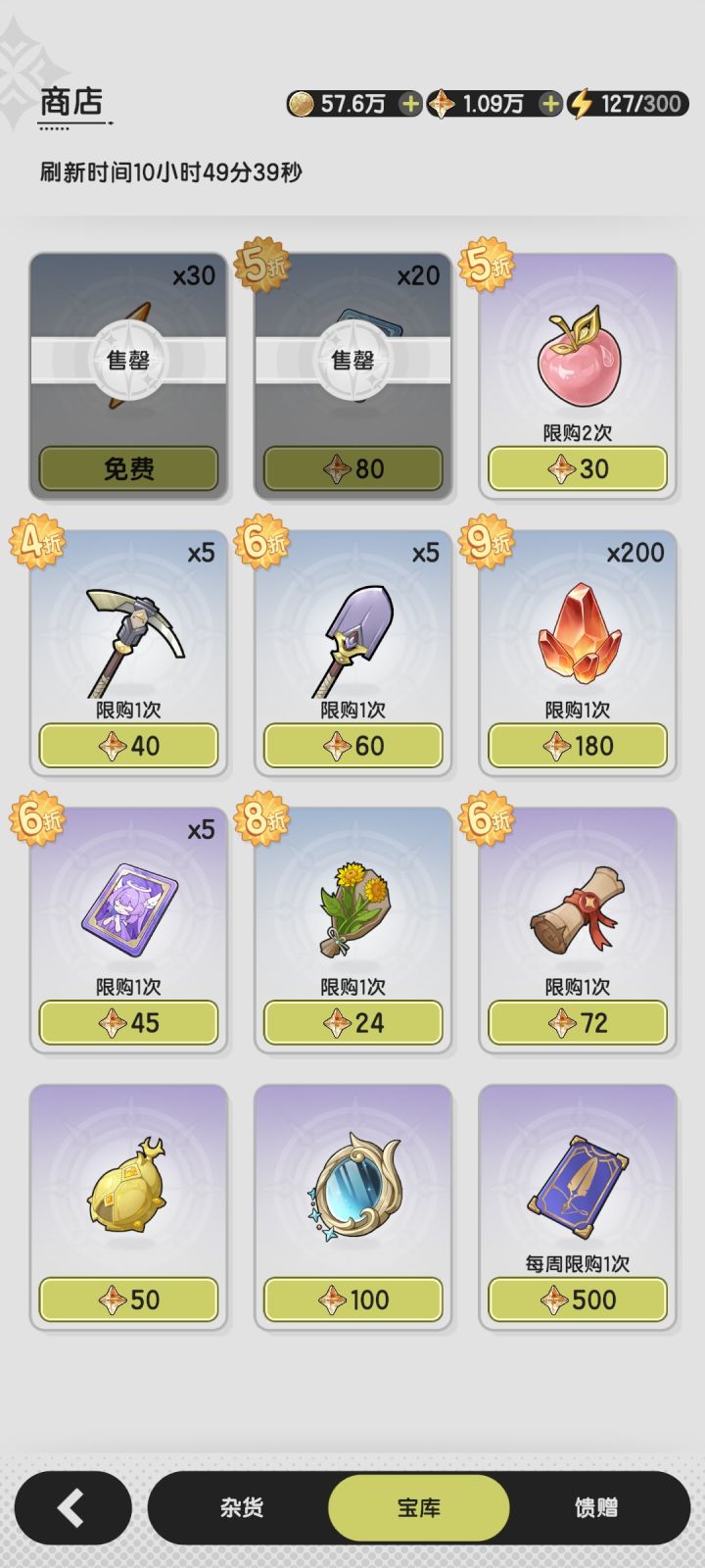图中哪些东西需要买?截图