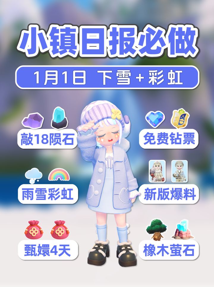 1月1日 小镇日报 敲18陨石 甄嬛4天 免费500蓝钻+30通票截图