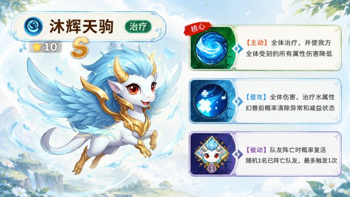 幻兽养成攻略 | 净化+减伤+复活一体 水队续航核心沐辉天驹这么养截图