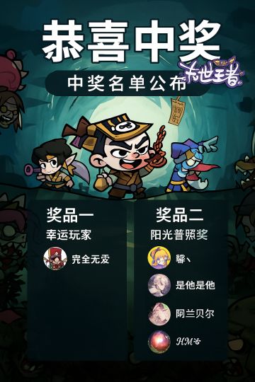 🎉 恭喜中奖！【末世王者】实物奖名单出炉 🎉