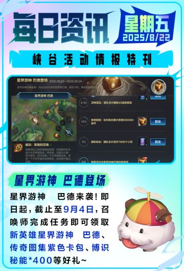 【快乐周末】超好玩的新英雄巴德来啦秘灵奇境系列新皮肤绮丽登场